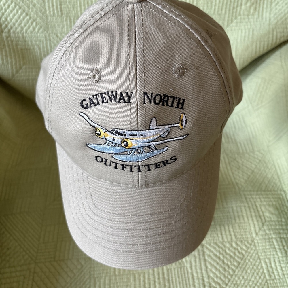 Gateway North Outfitters Canada Fly-In Fishing Floatplane Tan Hat Cap Adjustable